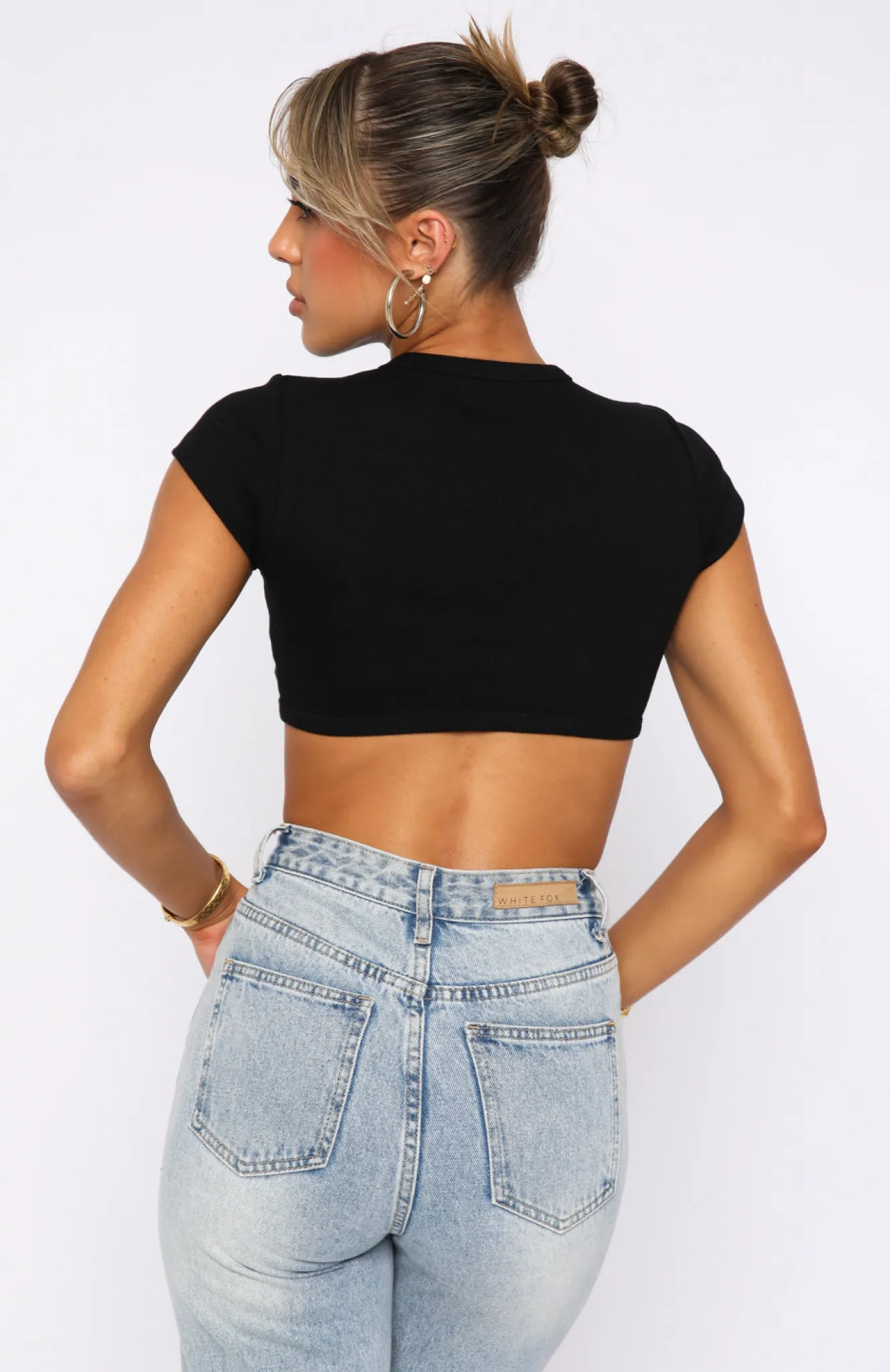 Shirts & Blouses | White Fox Boutique Call Me Back Ribbed Crop Tee black