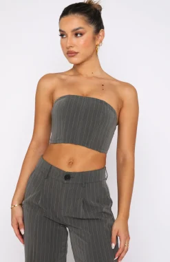Shirts & Blouses | White Fox Boutique Catch The Trend Bustier Stripe grey