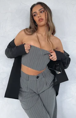 Shirts & Blouses | White Fox Boutique Catch The Trend Bustier Stripe grey