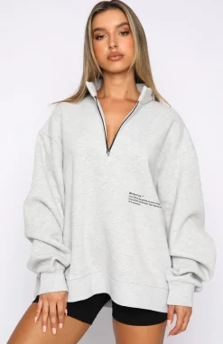 Jackets & Blazers | White Fox Boutique Caught Up With You Zip Front Sweater Marle grey