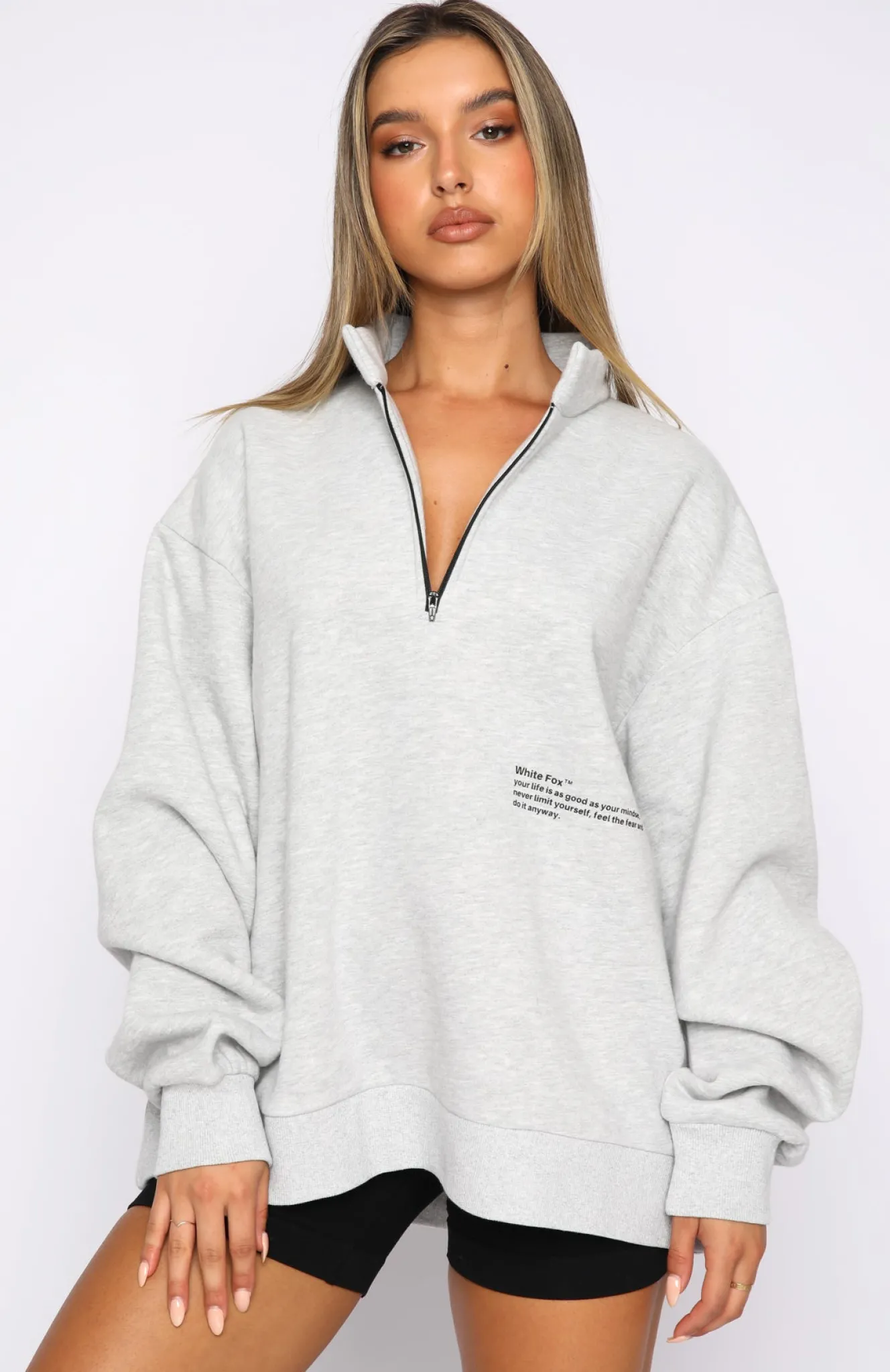 Jackets & Blazers | White Fox Boutique Caught Up With You Zip Front Sweater Marle grey