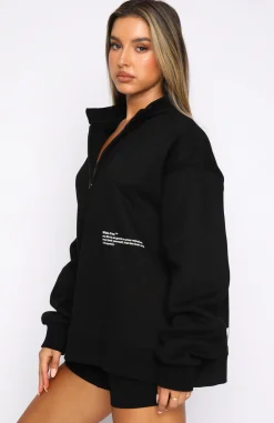 Jackets & Blazers | White Fox Boutique Caught Up With You Zip Front Sweater black