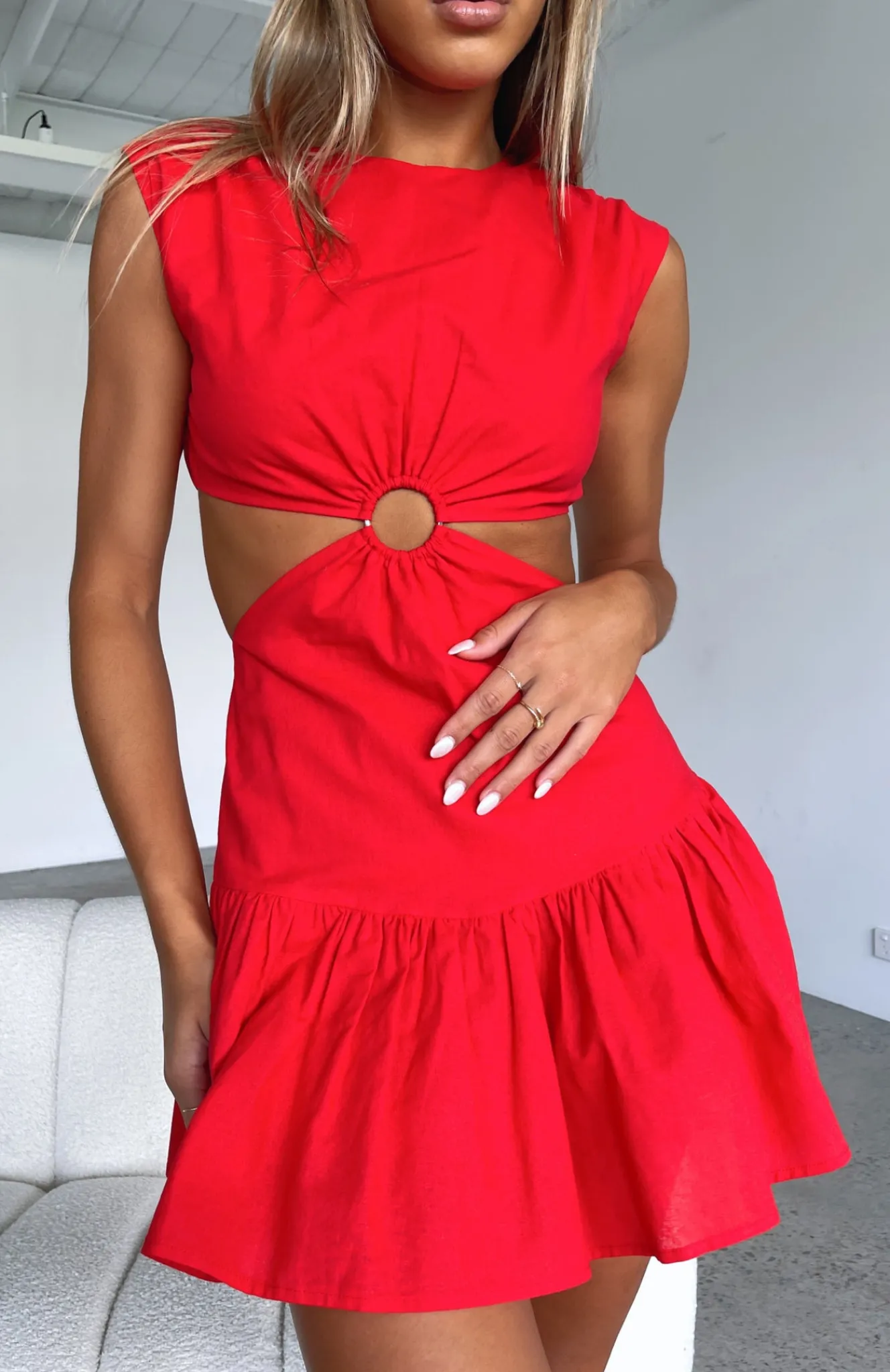 Restocked | White Fox Boutique Celebrate You Linen Mini Dress red