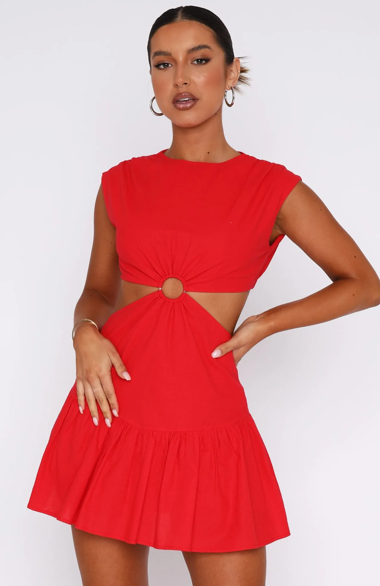 Restocked | White Fox Boutique Celebrate You Linen Mini Dress red
