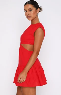 Restocked | White Fox Boutique Celebrate You Linen Mini Dress red