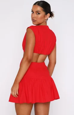 Restocked | White Fox Boutique Celebrate You Linen Mini Dress red