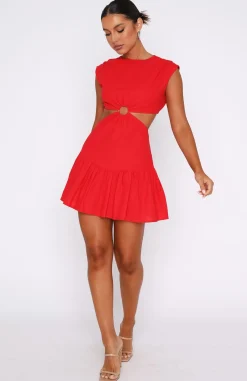 Restocked | White Fox Boutique Celebrate You Linen Mini Dress red