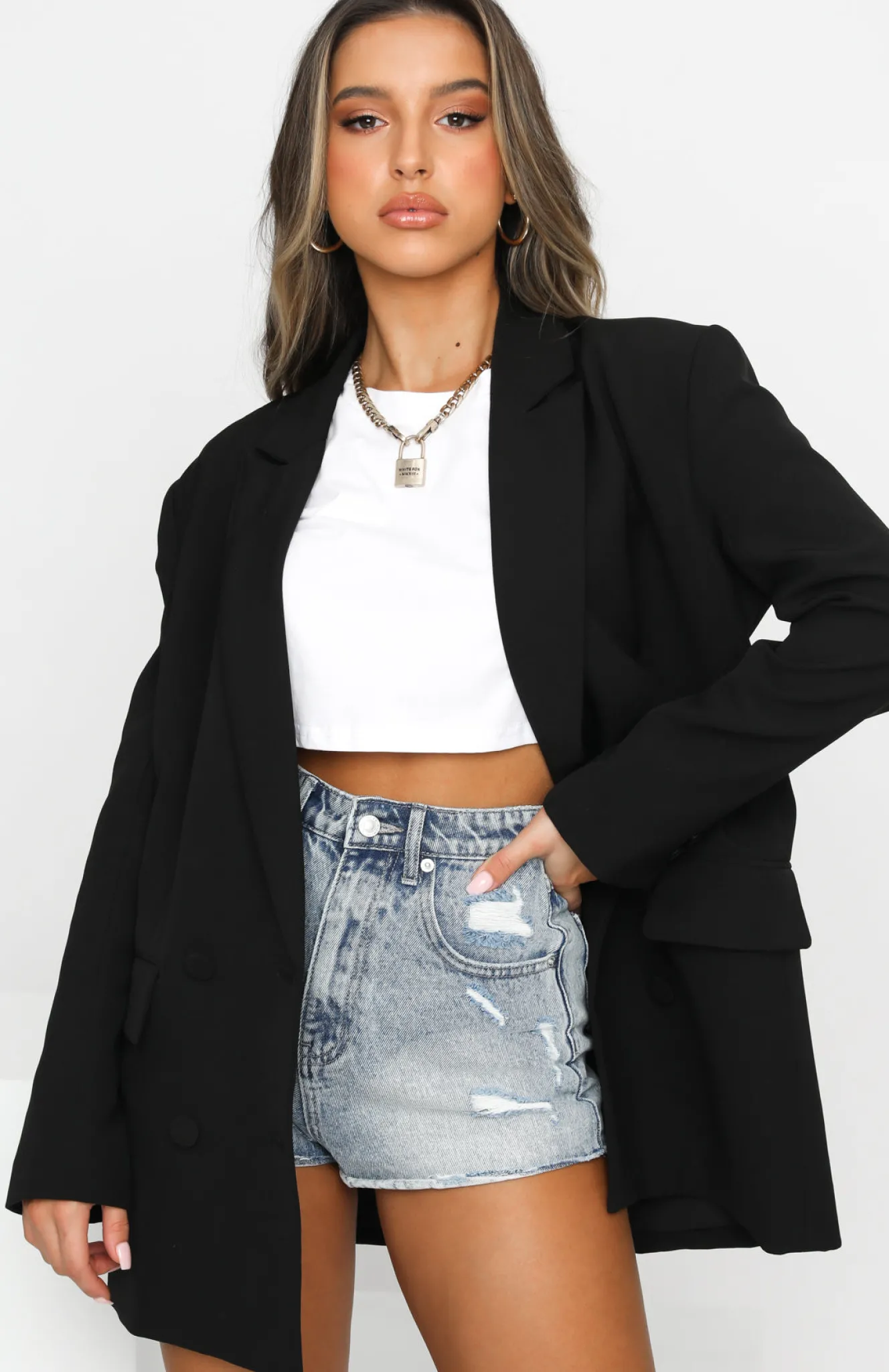 Jackets & Blazers | White Fox Boutique Chain Reaction Oversized Blazer black