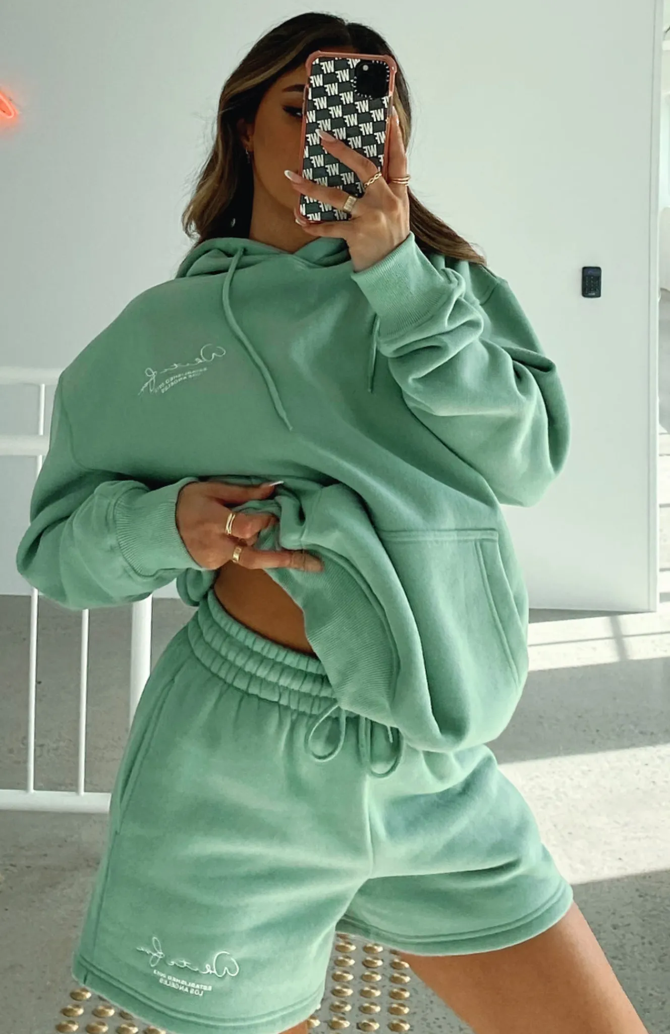 Shorts | White Fox Boutique Check It Out Lounge Shorts Sage green