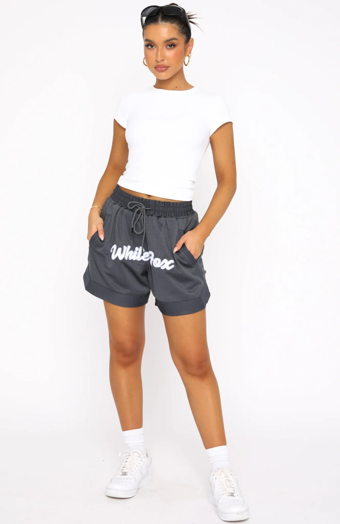 Shorts | White Fox Boutique Check This Out Shorts Charcoal grey