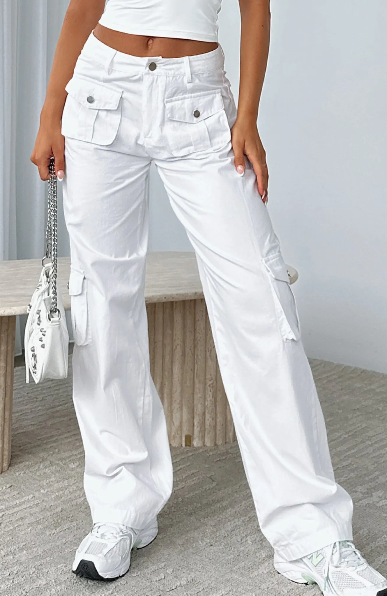 Pants | White Fox Boutique Clear My Mind Cargo Pants white