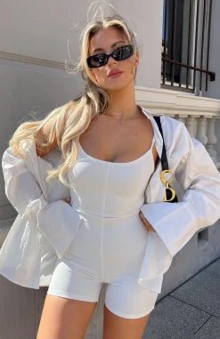 Restocked | White Fox Boutique Clearly Into You Playsuit Off white