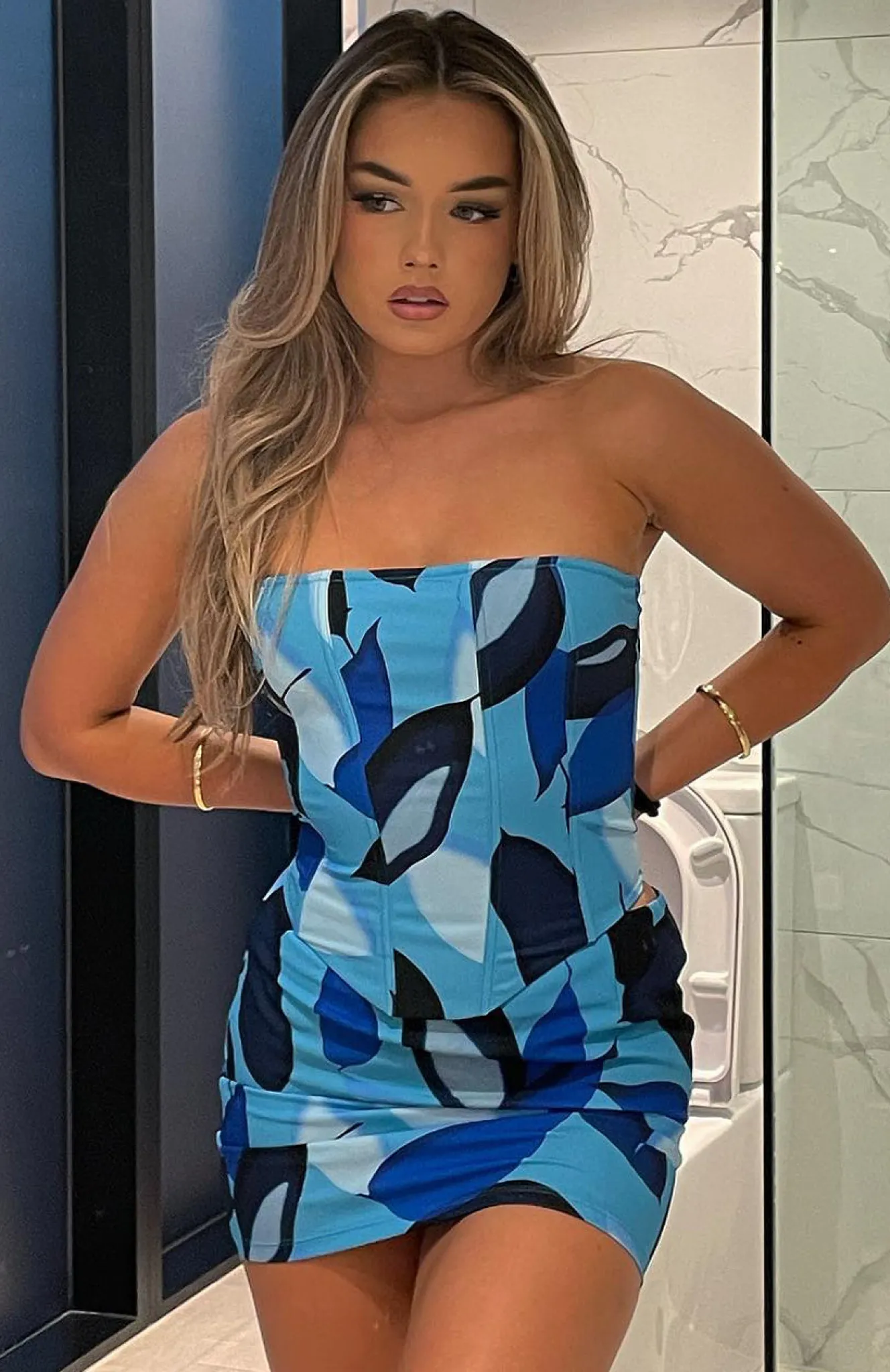 Shirts & Blouses | White Fox Boutique Count Me In Bustier Leaf Print blue