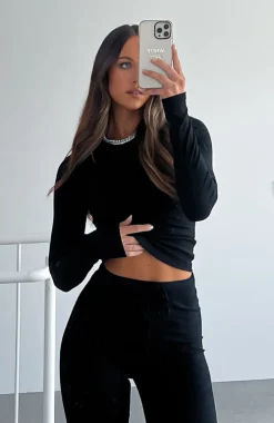 Shirts & Blouses | White Fox Boutique Counting Down Long Sleeve Ribbed Top black