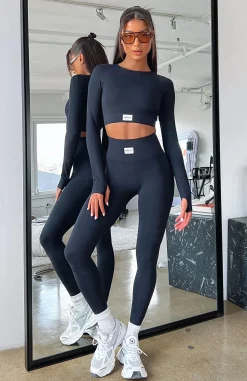 Leggings | White Fox Boutique Cross The Line Seamless High Waisted Leggings black