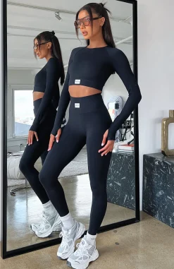 Leggings | White Fox Boutique Cross The Line Seamless High Waisted Leggings black