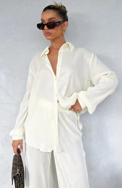 Shirts & Blouses | White Fox Boutique Destined For You Long Sleeve Shirt Cream white