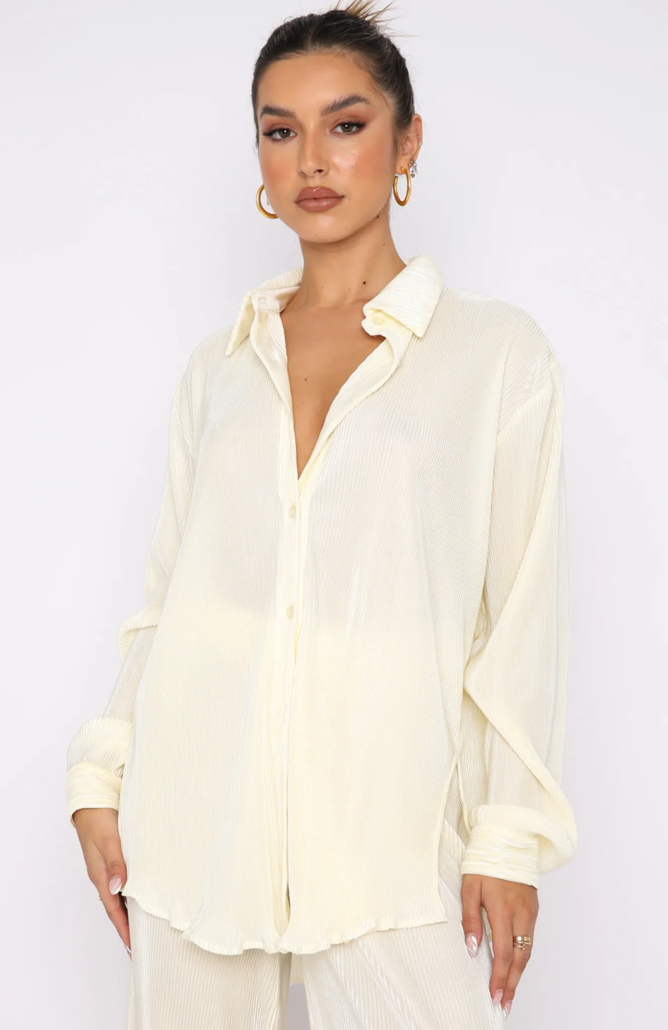 Shirts & Blouses | White Fox Boutique Destined For You Long Sleeve Shirt Cream white