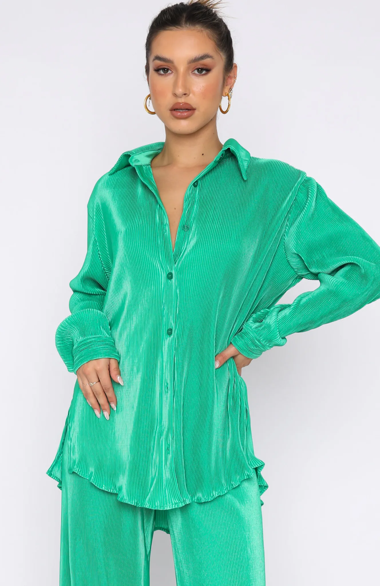 Shirts & Blouses | White Fox Boutique Destined For You Long Sleeve Shirt green