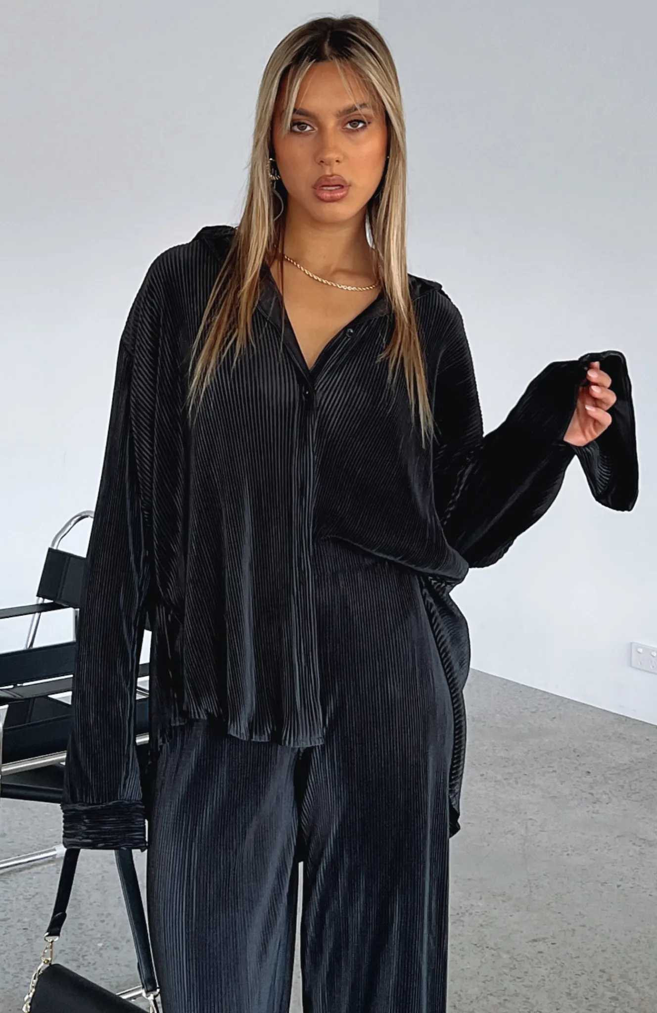 Shirts & Blouses | White Fox Boutique Destined For You Long Sleeve Shirt black