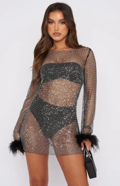 Restocked | White Fox Boutique Disco Inferno Long Sleeve Mini Dress black