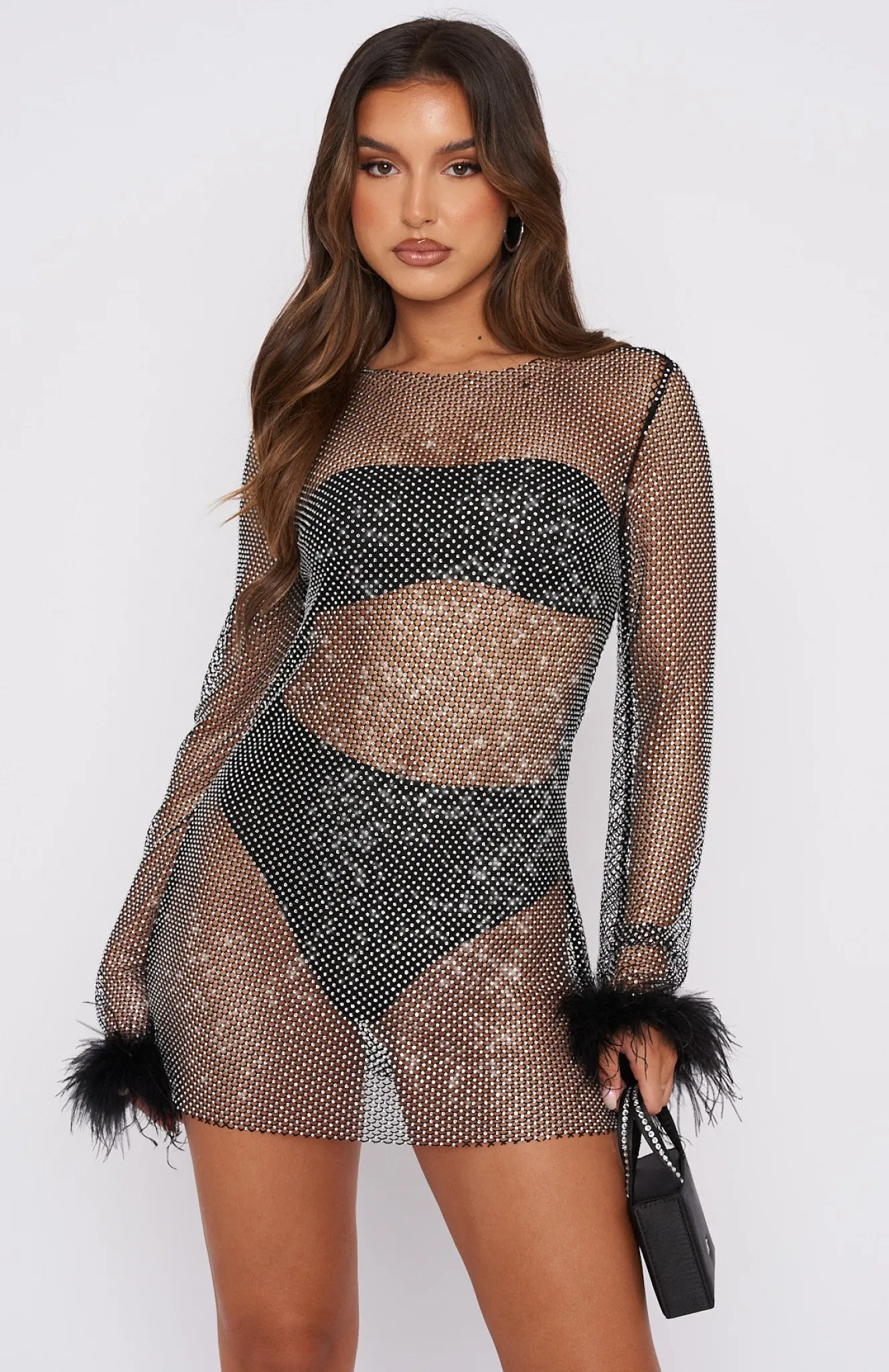 Restocked | White Fox Boutique Disco Inferno Long Sleeve Mini Dress black