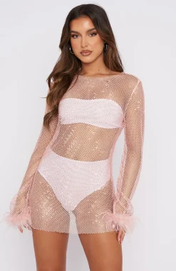 Restocked | White Fox Boutique Disco Inferno Long Sleeve Mini Dress Baby pink