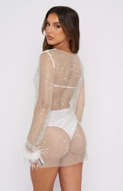 Restocked | White Fox Boutique Disco Inferno Long Sleeve Mini Dress white