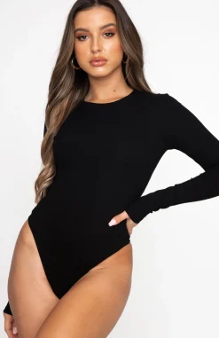 Shirts & Blouses | White Fox Boutique Don't Blame Me Long Sleeve Ribbed Bodysuit black