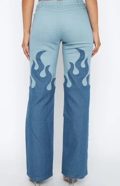 Denim | White Fox Boutique Don't Let Them Pants Denim Flame blue
