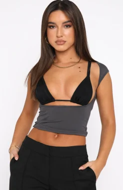 Shirts & Blouses | White Fox Boutique Double Life Tee Charcoal grey