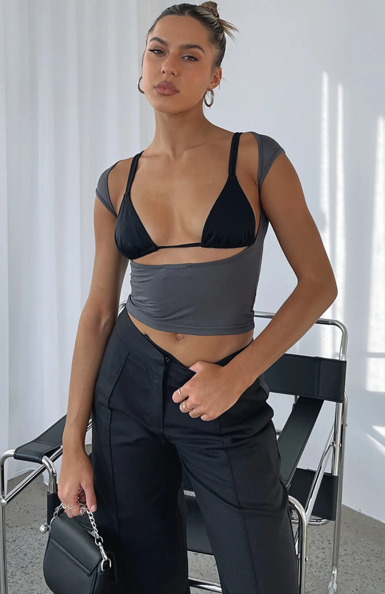 Shirts & Blouses | White Fox Boutique Double Life Tee Charcoal grey
