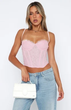 Shirts & Blouses | White Fox Boutique Dreamy Moments Lace Bustier Baby pink