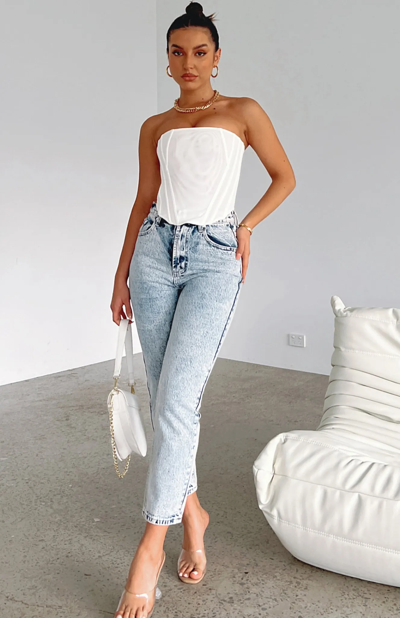 Denim | White Fox Boutique Drive Me Crazy Cropped Jeans Mid blue