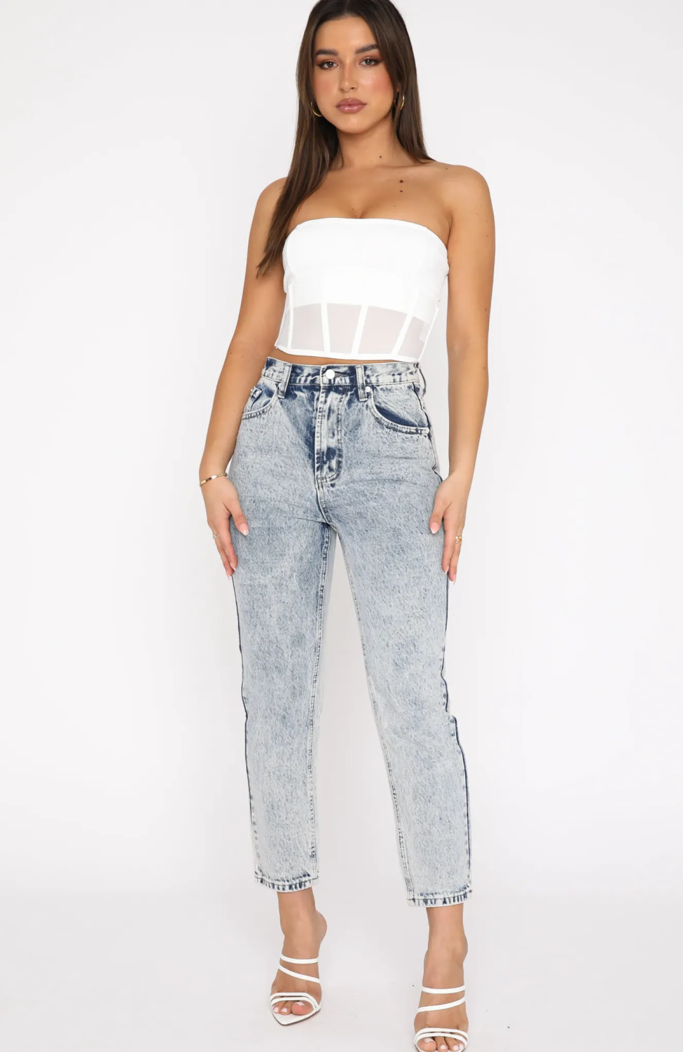 Denim | White Fox Boutique Drive Me Crazy Cropped Jeans Mid blue
