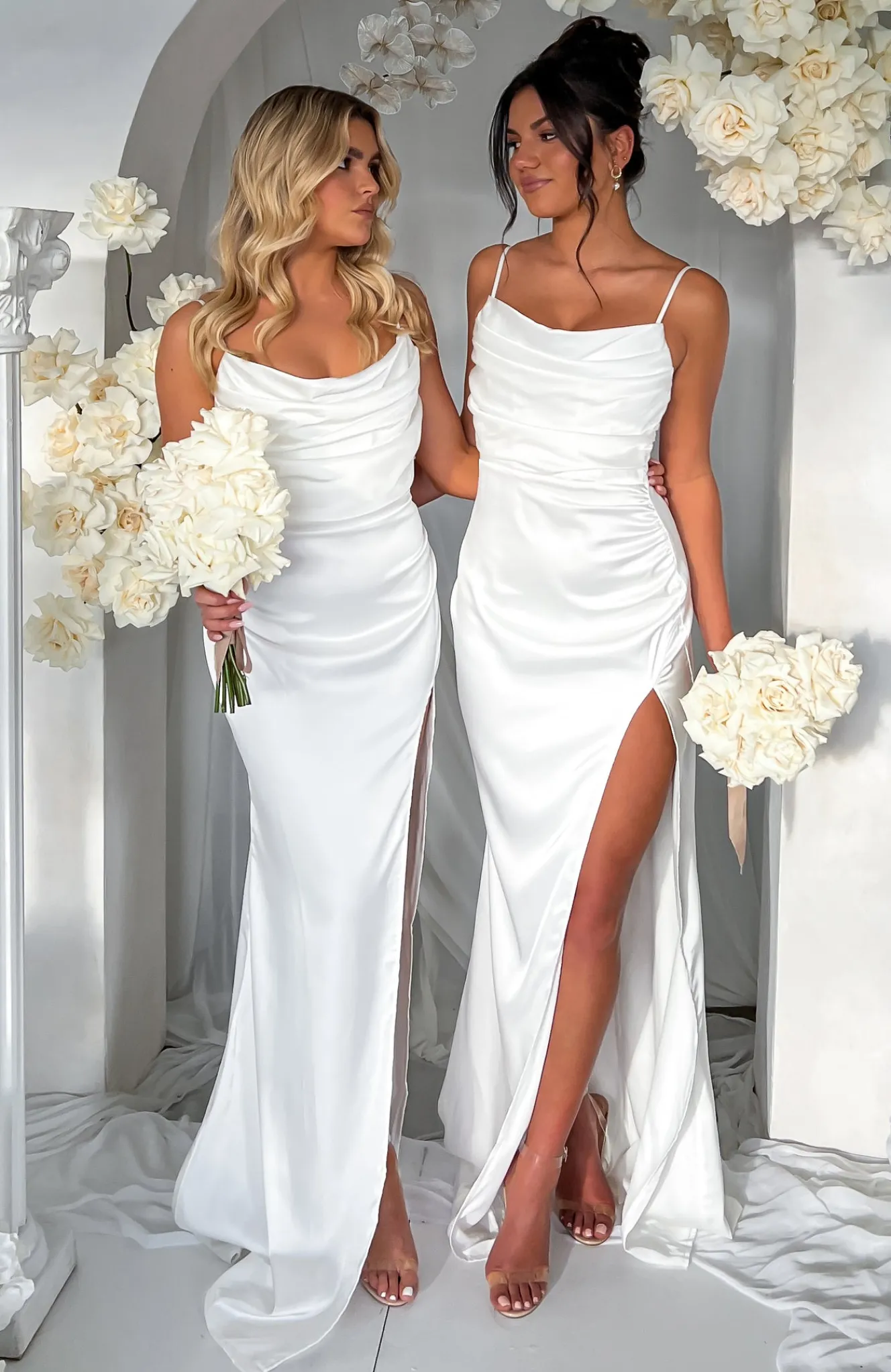Formal Dresses | White Fox Boutique Endless Nights Satin Maxi Dress Ivory white