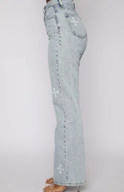 Denim | White Fox Boutique Escape Reality Jeans Washed Print blue
