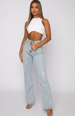 Denim | White Fox Boutique Escape Reality Jeans Washed Print blue
