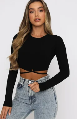 Shirts & Blouses | White Fox Boutique Ever After Long Sleeve Crop black