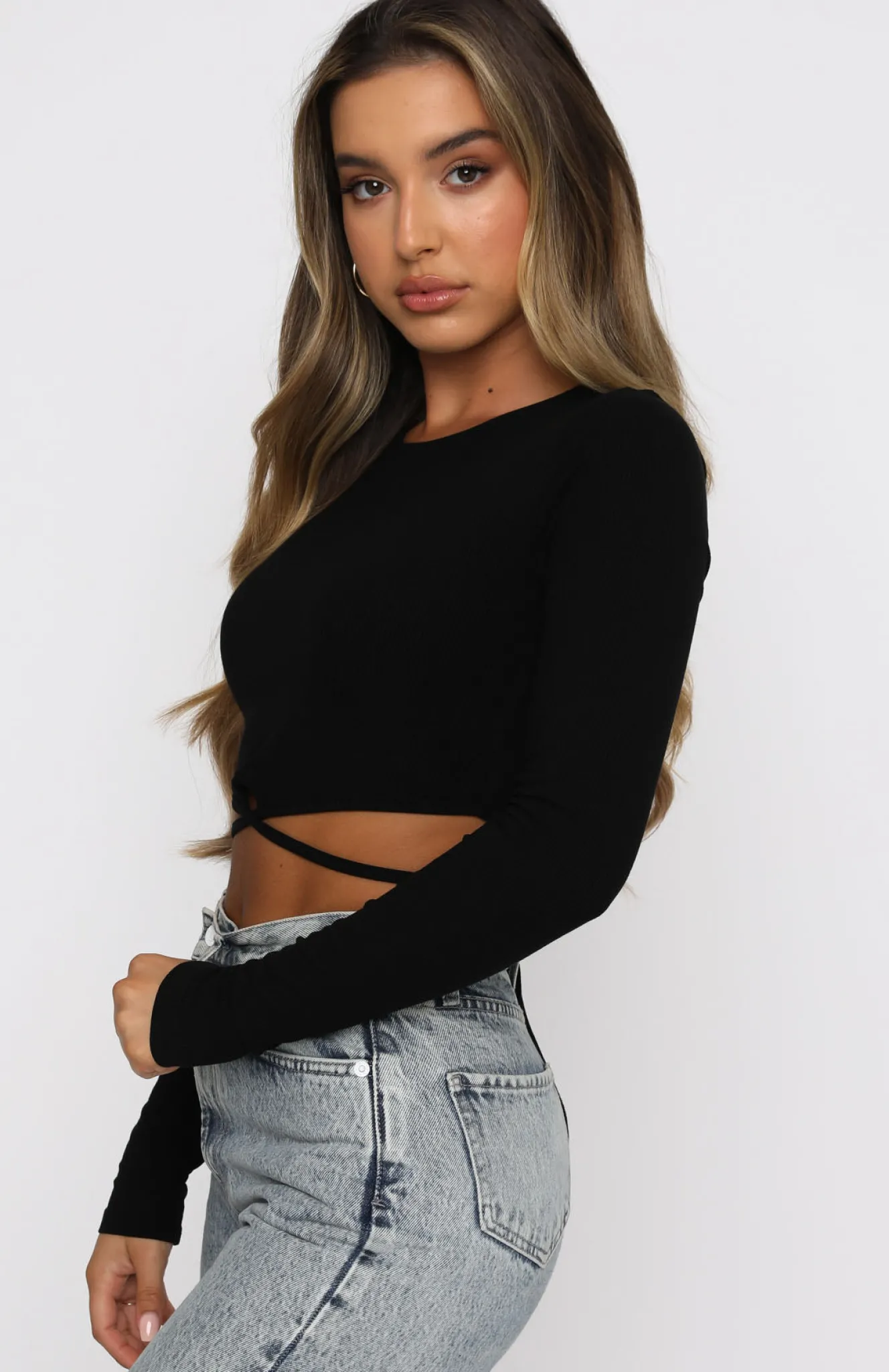 Shirts & Blouses | White Fox Boutique Ever After Long Sleeve Crop black