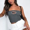 Shirts & Blouses | White Fox Boutique Exposed Feelings Strapless Top Charcoal grey