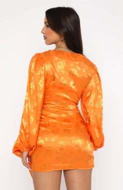 Long Sleeve Dresses | White Fox Boutique Eye Catcher Long Sleeve Mini Dress orange