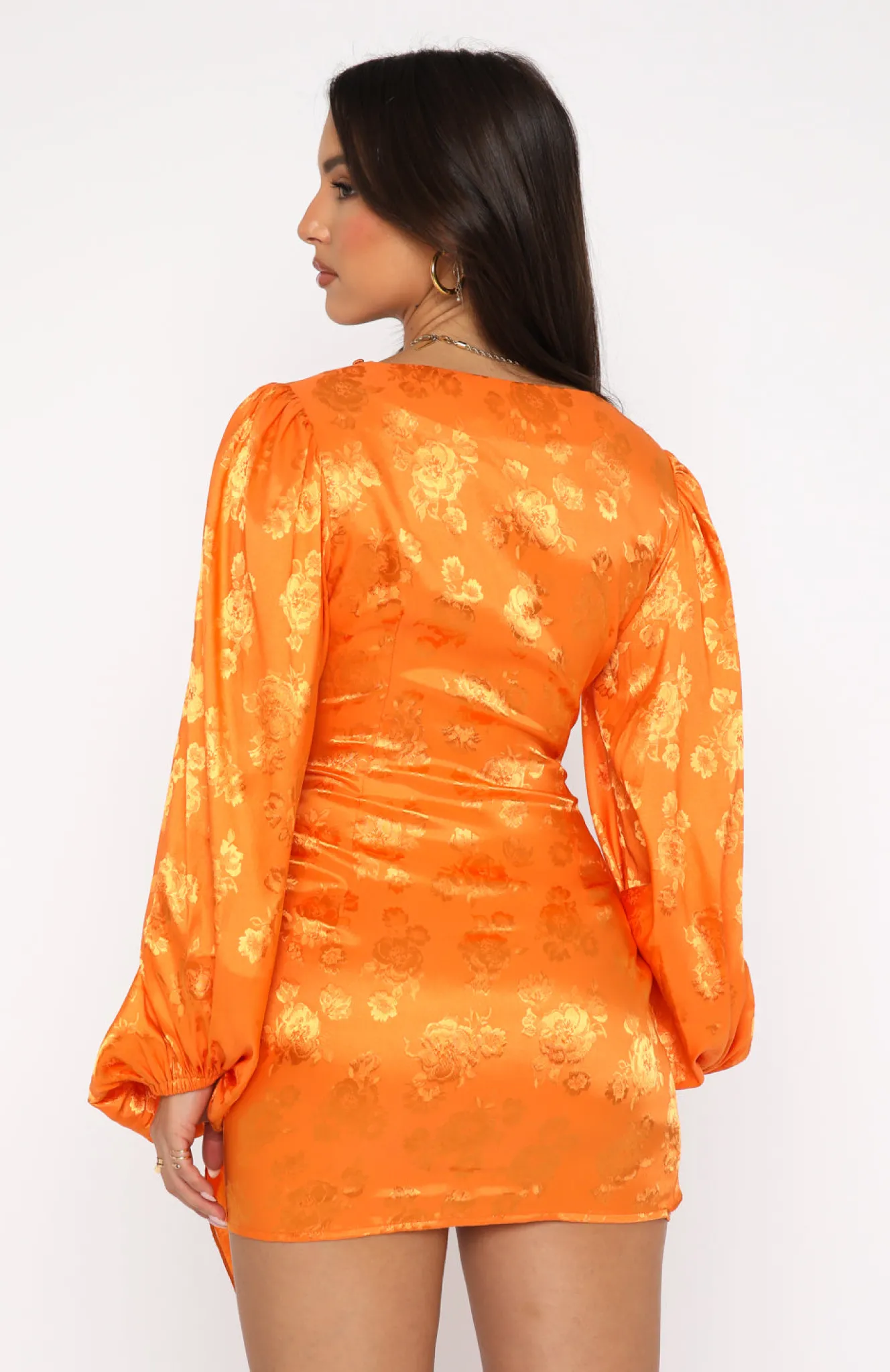 Long Sleeve Dresses | White Fox Boutique Eye Catcher Long Sleeve Mini Dress orange