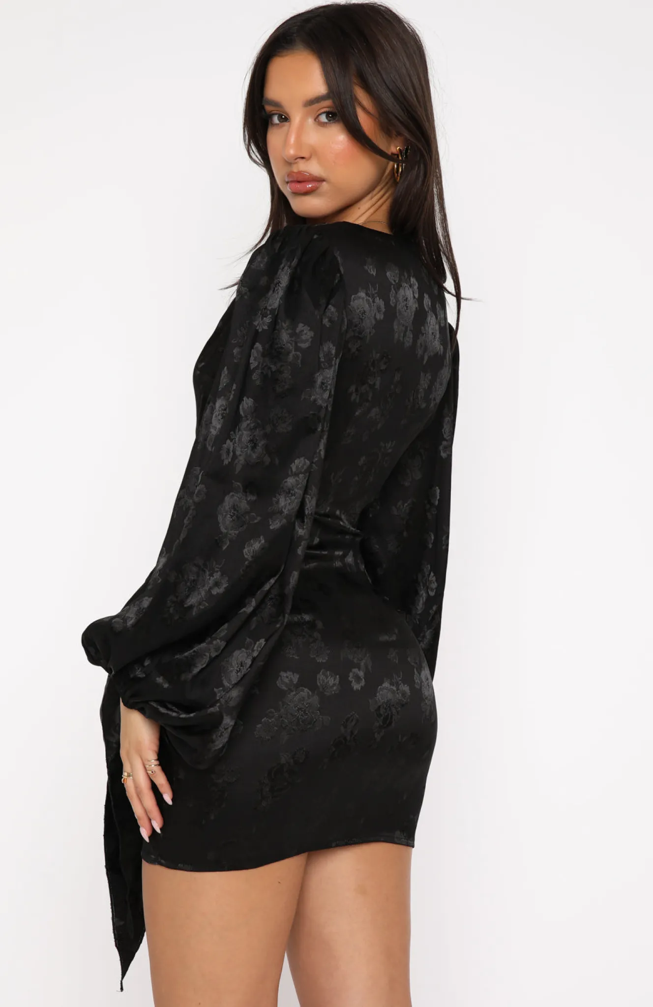 Long Sleeve Dresses | White Fox Boutique Eye Catcher Long Sleeve Mini Dress black