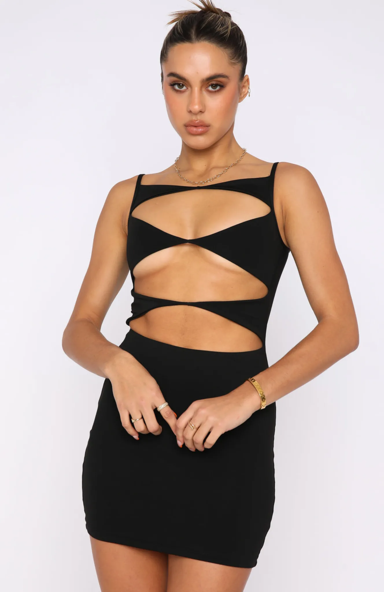 Restocked | White Fox Boutique Eyes On Me Mini Dress black
