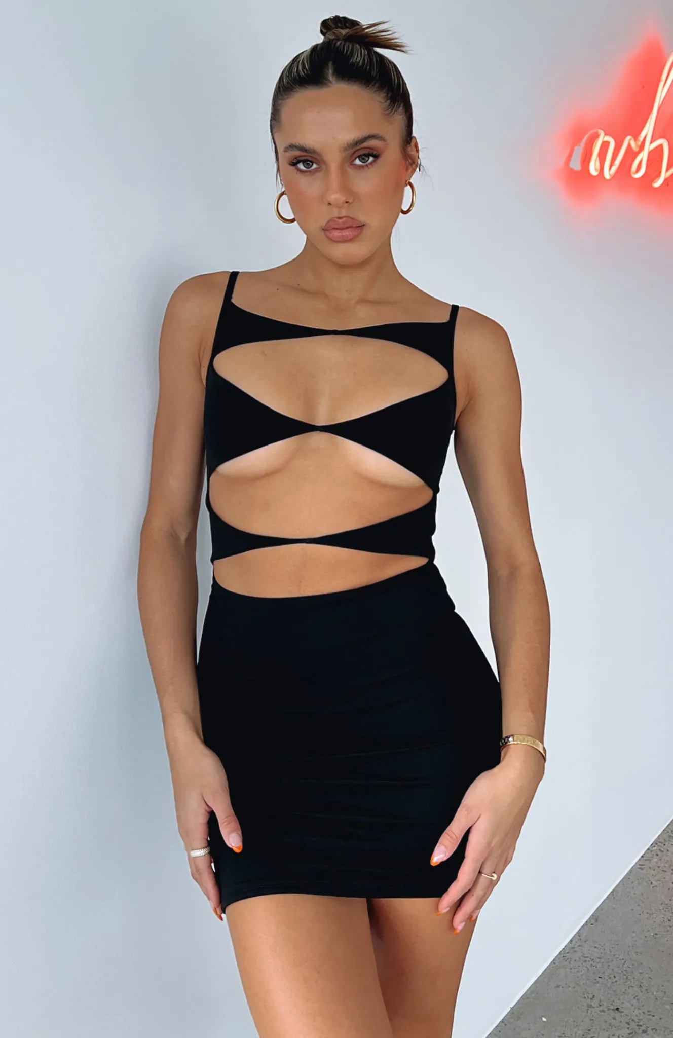 Restocked | White Fox Boutique Eyes On Me Mini Dress black