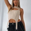 Shirts & Blouses | White Fox Boutique Eyes On You Corset Beige nude