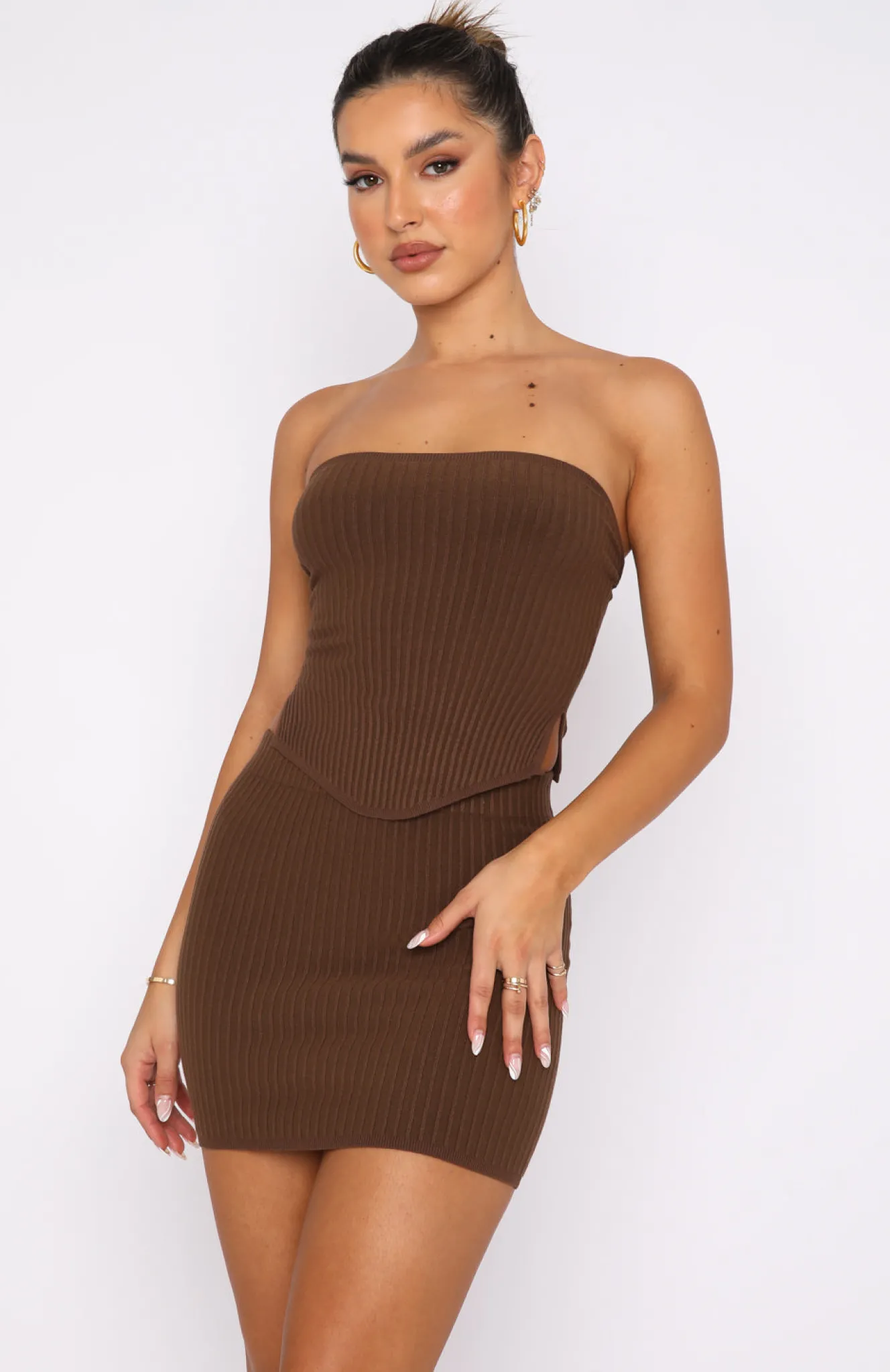 Shirts & Blouses | White Fox Boutique Fair And Square Knitted Bustier Chocolate brown