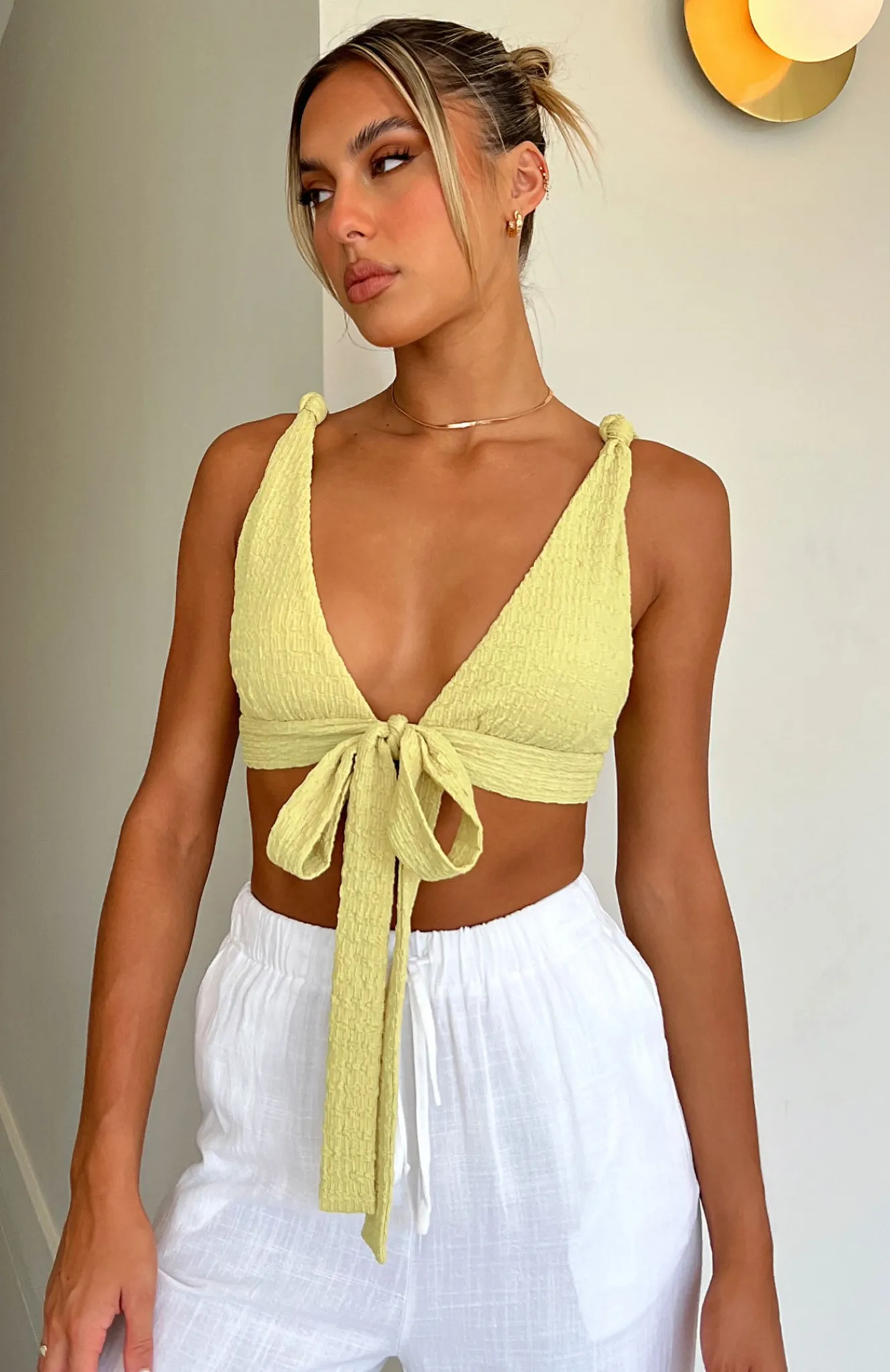 Shirts & Blouses | White Fox Boutique Falling Into You Tie Front Crop Matcha green