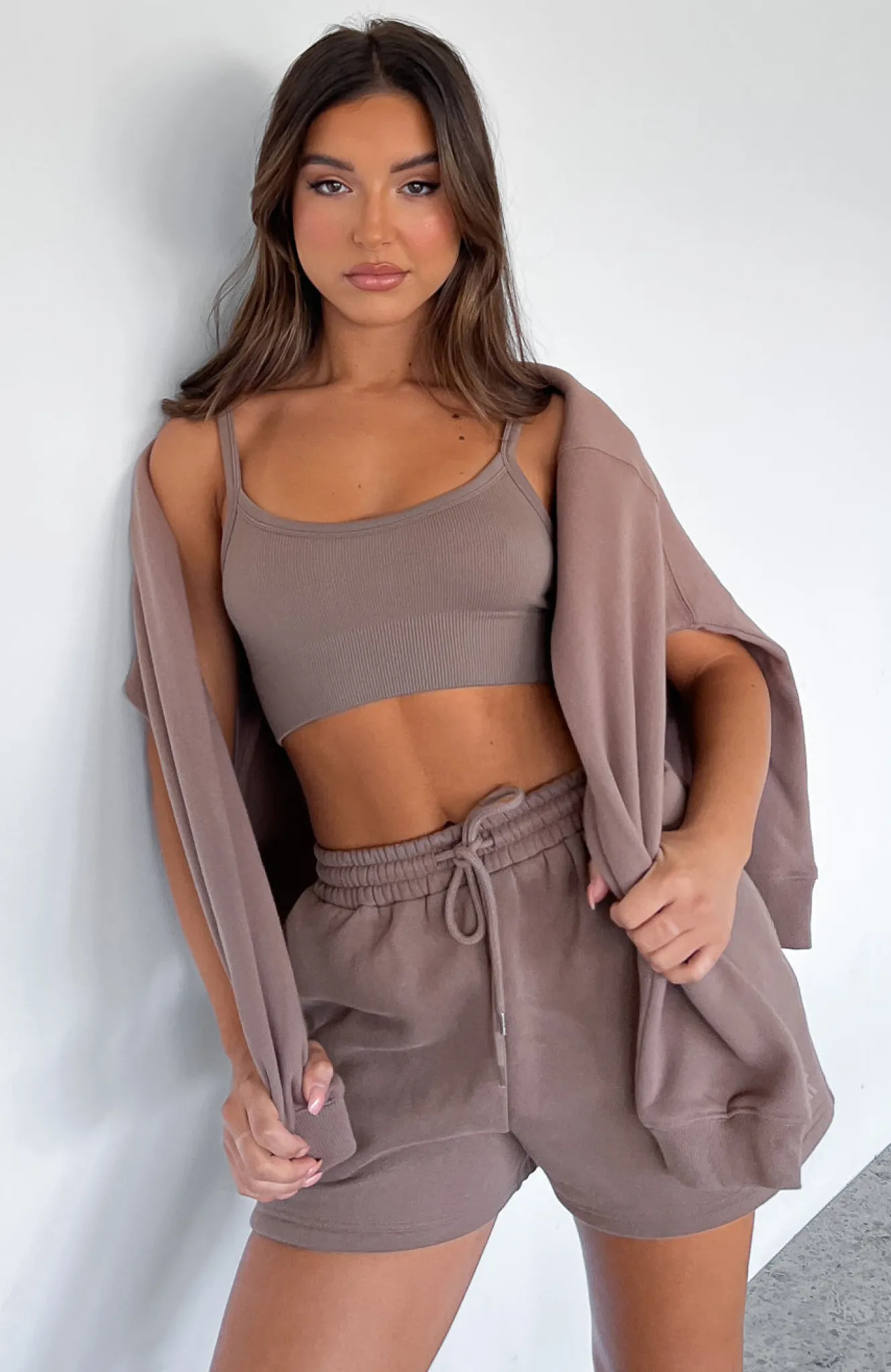 Shirts & Blouses | White Fox Boutique Fancy That Seamless Crop Mocha brown